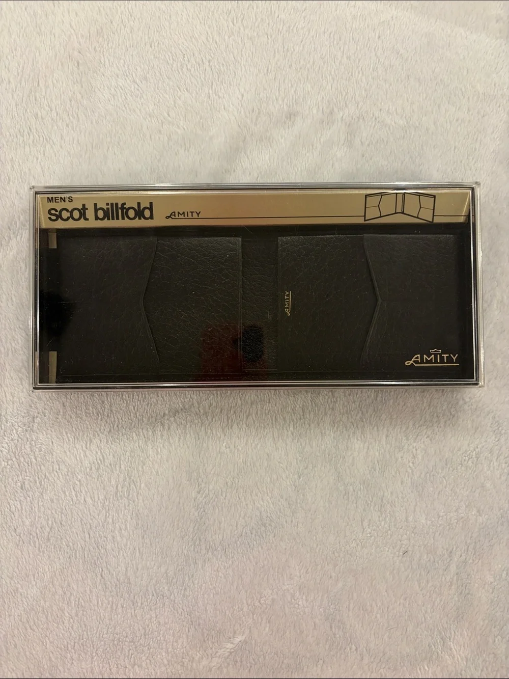 Vintage 1970s LikeNew Ami Black Scot Billfold Wallet - Men's Leather Card Holder